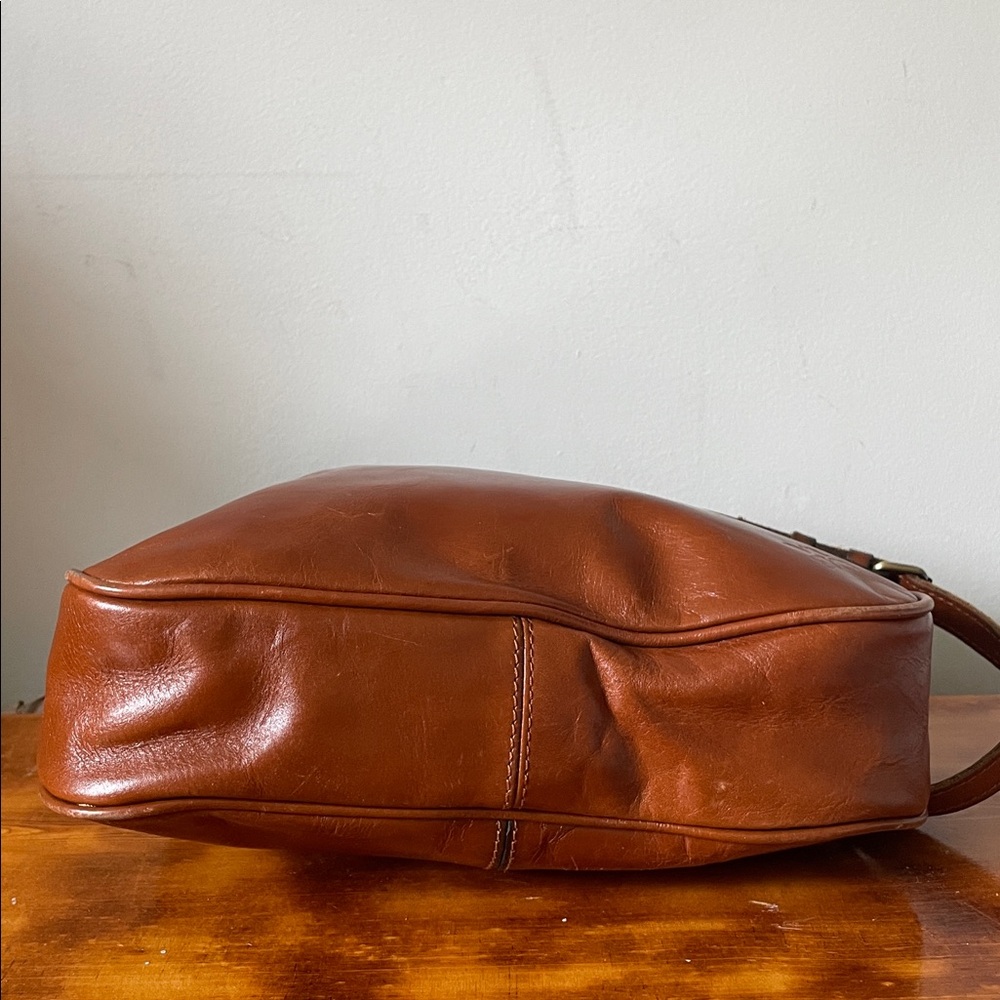 Patricia Nash Leather Saddle Crossbody Bag with Buckle Detail in Cognac - Picture 5 of 9